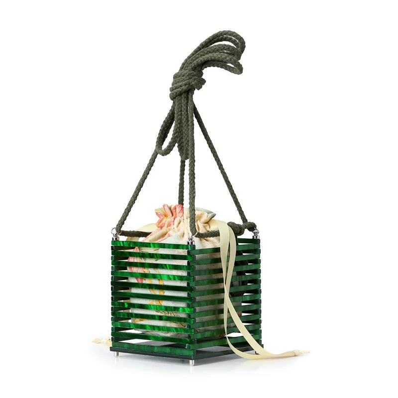 

Hand apped Beach Houlder Bag Luxury Handbags Women Bags Designer Handtassen Dames Howllow Out Pearl Acrylic Box Clutches Purse