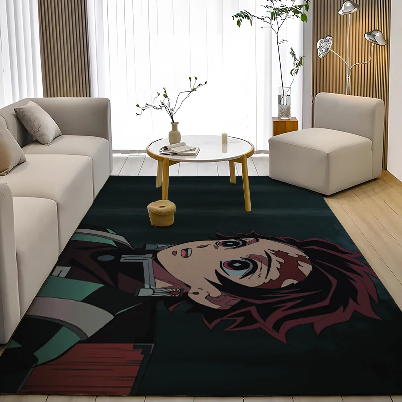 

Anime Kamado Tanjiro Flannel Living Room Carpet Solid Color Absorbent Front Door Mat Kids Bedroom Soft Bathroom Anti-Slip Mat