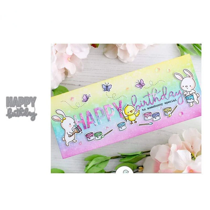 

Happy Birthday Metal Cutting Dies Scrapbooking Handmade Tools DIY Card Make Mould Model Craft Decoration Metal Die Cuts New 2022