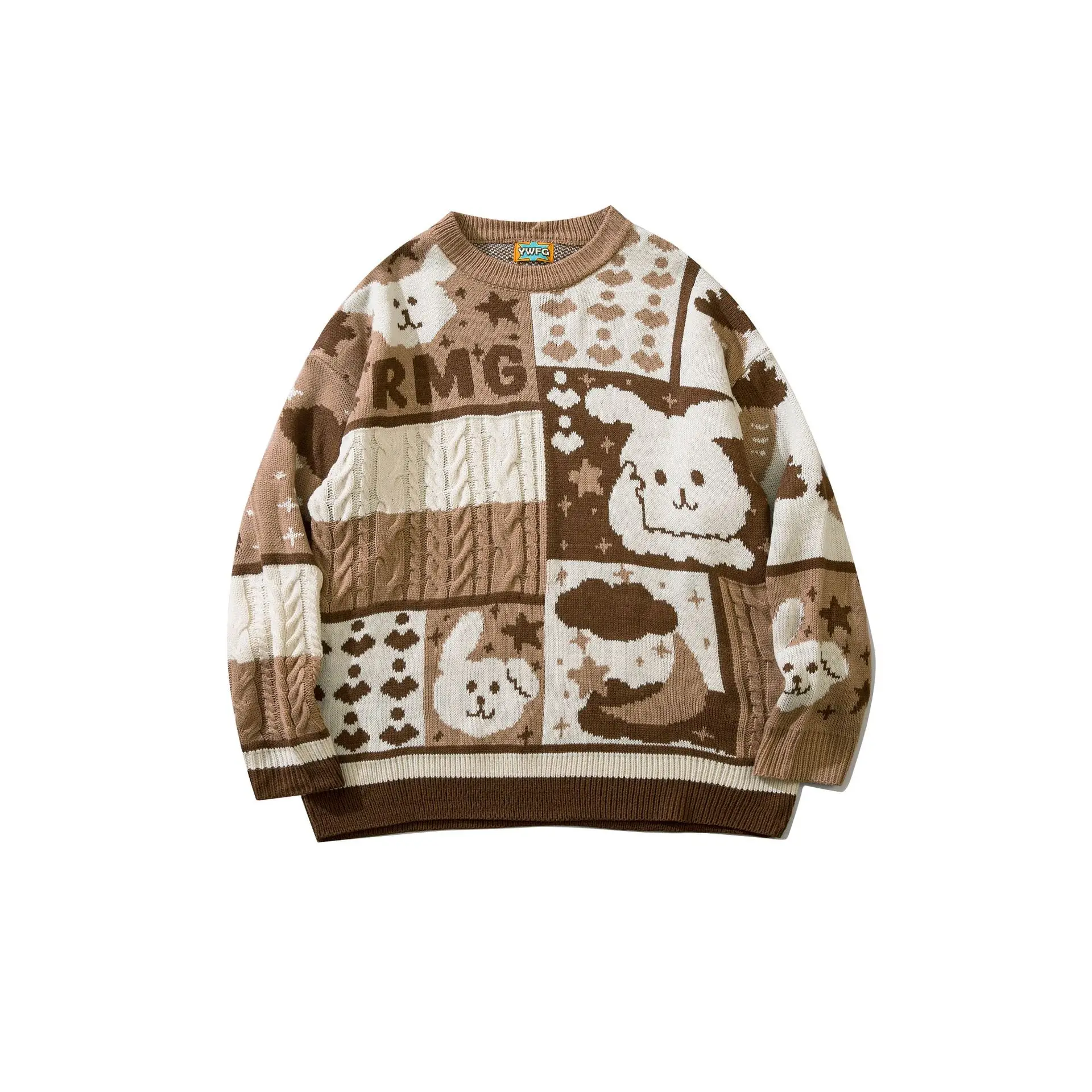 

New Japanese Cartoon Rabbit Pullover Men Sweaters Women Autumn Winter Couple Knitted Sweater Top Harajuku Warm Lovers Knitwear