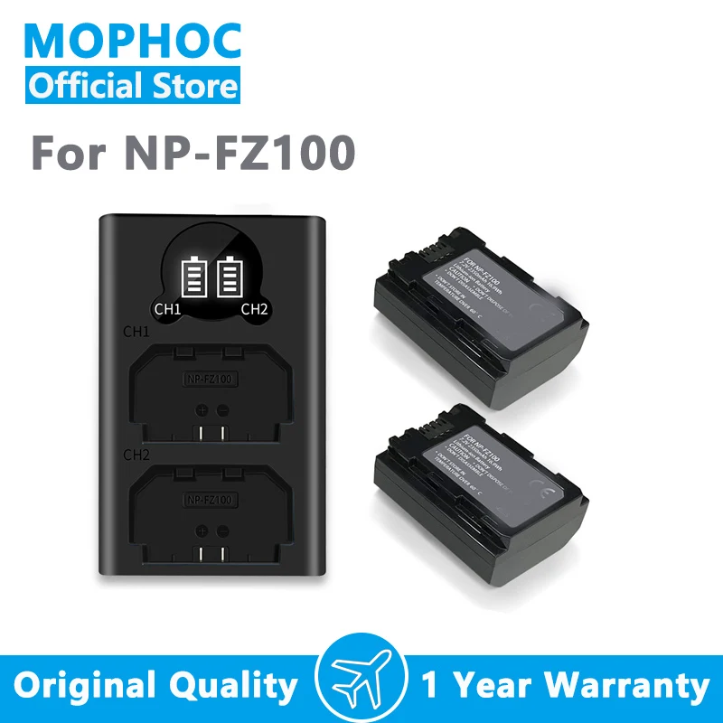 Аккумулятор SKOWER 2350 мАч NP-FZ100 для камер Sony FX3 FX30 A9 II A7R A7 IV A7S III A7M3 A7M4 A6600 A7C с двойным зарядным устройством