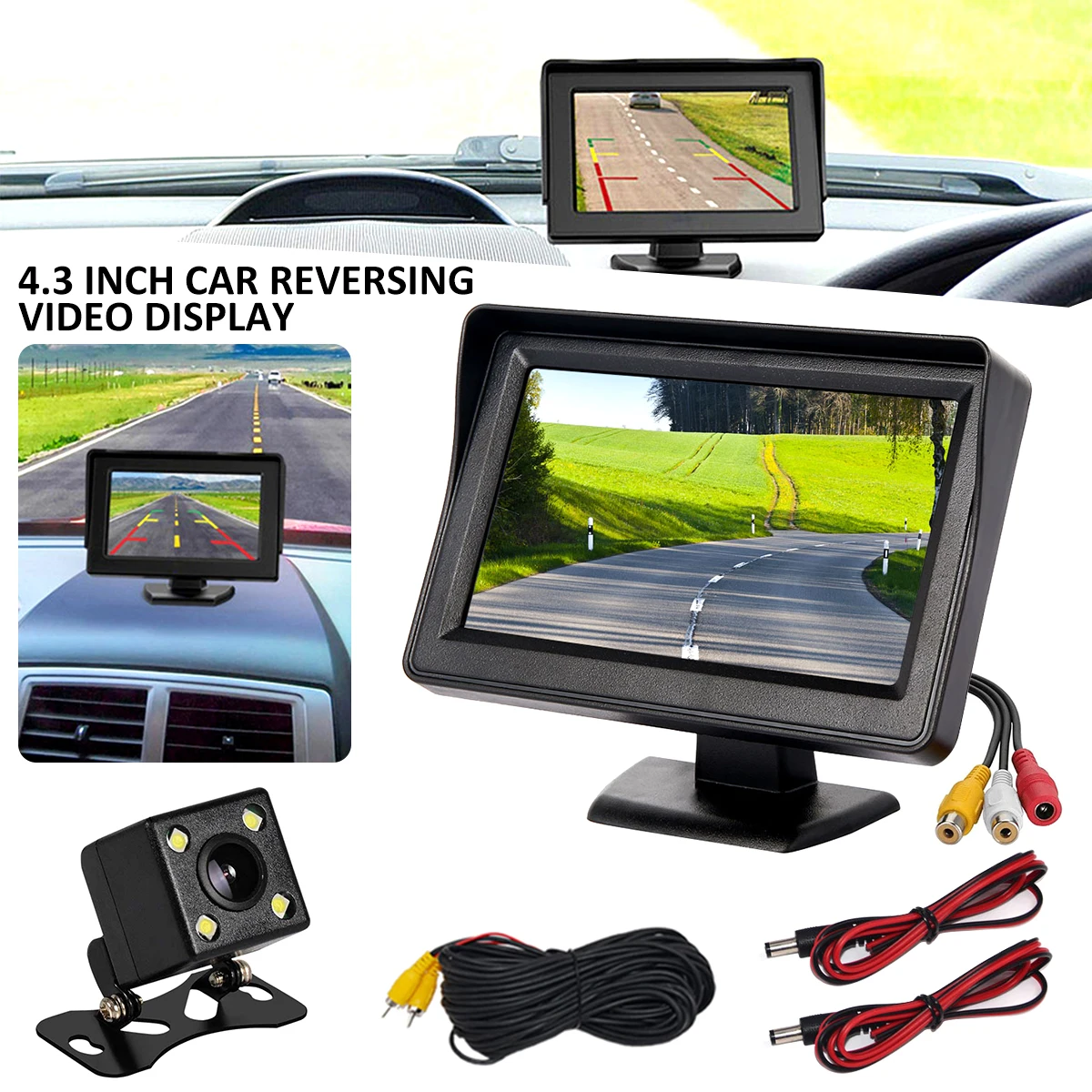 4.3 Inch Car Monitor Display Vehicle Rear View Backup Camera System Clear Durable Digital TFT LCD DC 35V Rear View Car Camera