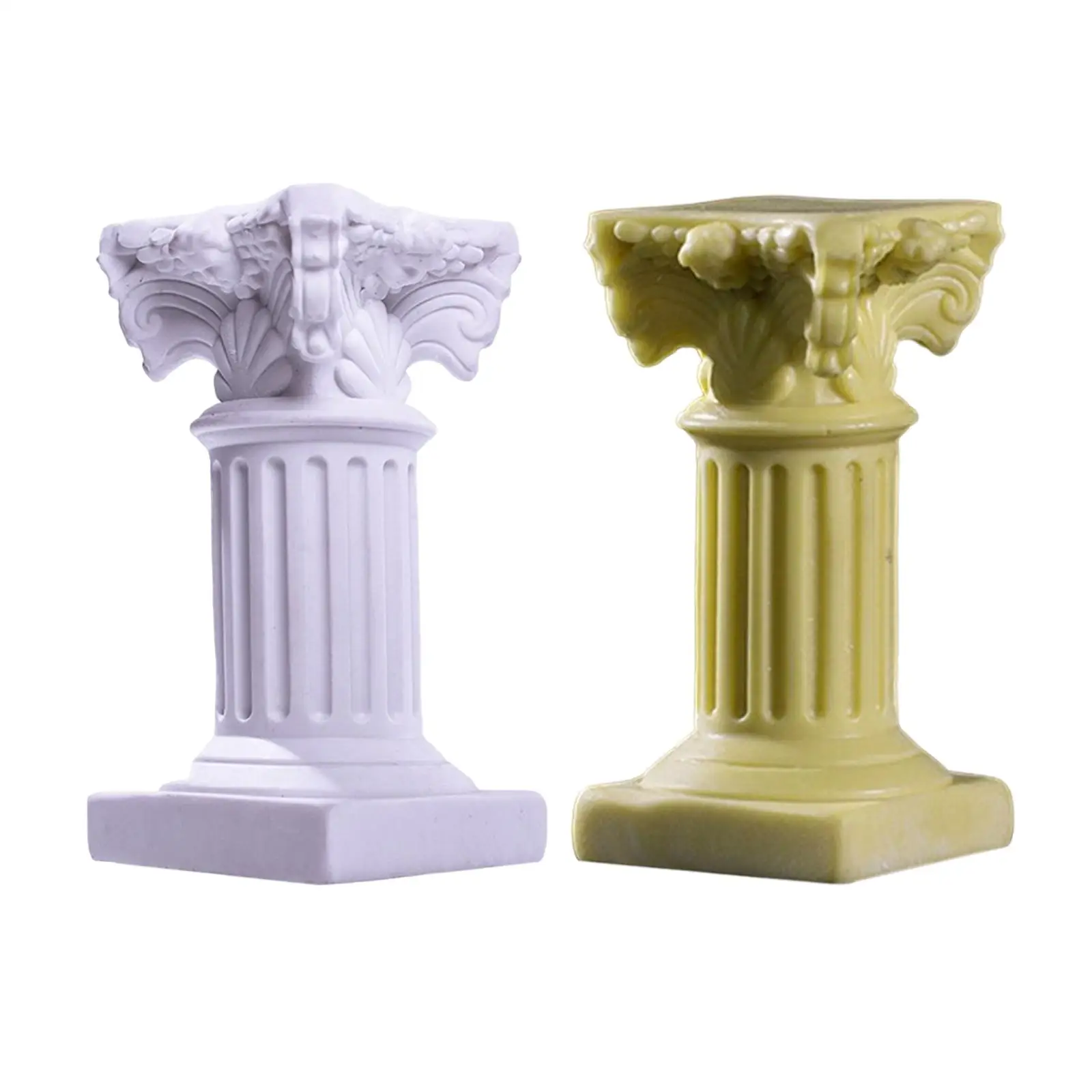 Miniature Roman Pillar Statue Pedestal Stand Candle Holder Sculpture Figurine for Outdoor Patio Dinning Room Decor Ornament