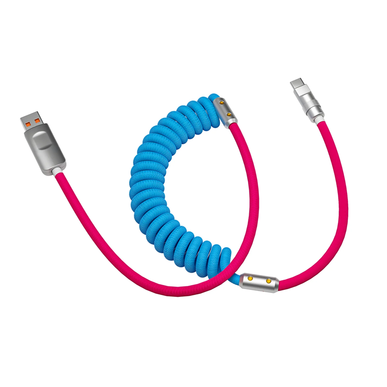 

2023 New 66W Spring USB Type C Cable USB C Fast Charging Cable For Xiaomi Poco Huawei Samsung Retractable Type C Cord