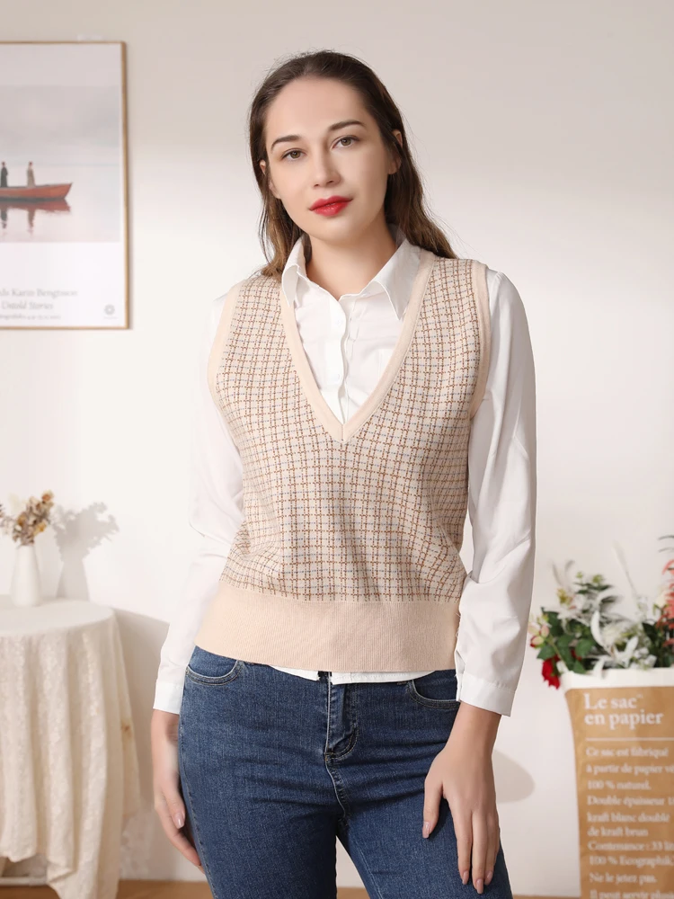 

Female Vest Preppy Style Pullover Women Clothing Sweaters Aesthetic Sweater Blouse Tops Women's Warm Korean Padded Woman Knitted