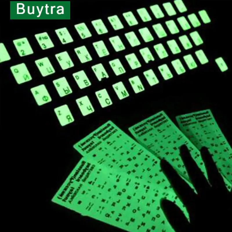 

1PC Spanish English Russian Arabic French Luminous Keyboard Stickers Letter Alphabet Layout Sticker For Laptop Desktop PC