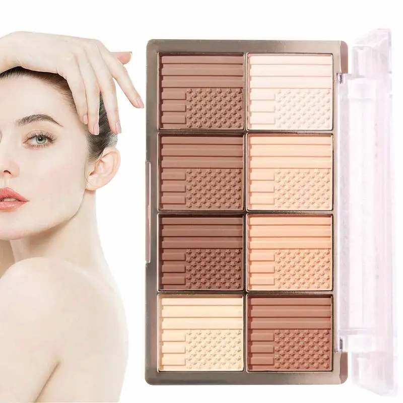 

8-color Face Powder Palette High Pigmented Setting Powder Wet Dry Dual Use Face Powder Set Face Shading Powder For Contouring