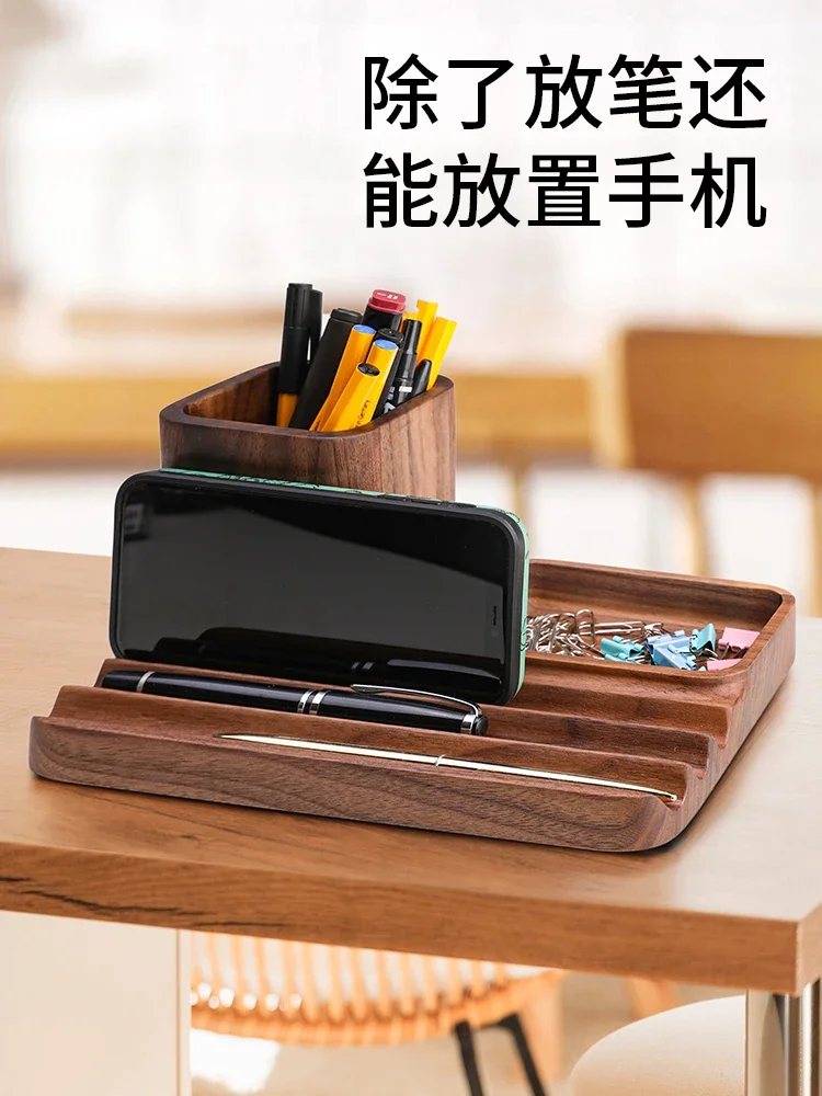 Suporte De Caneta Madeira maiça Papelaria table office escode Maquiagem Caixa Armazenamento