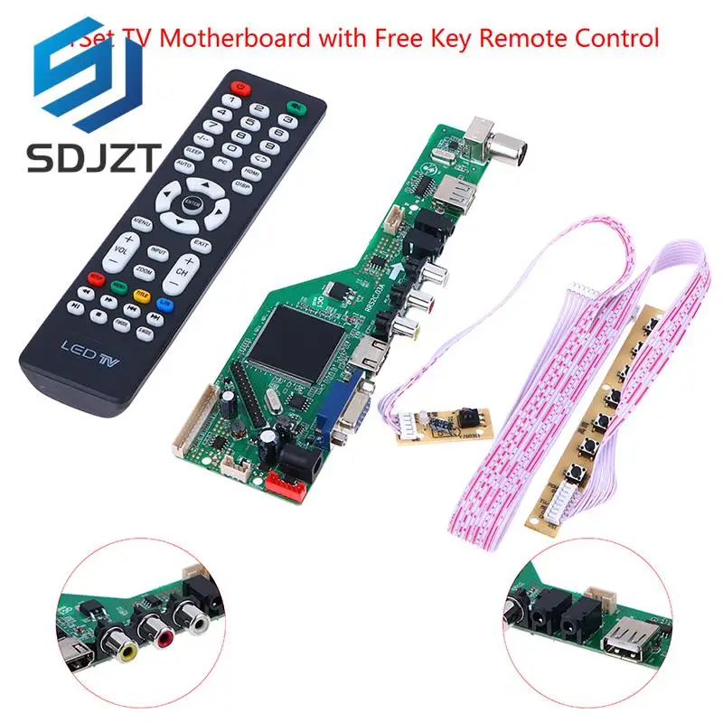 

1Set LCD TV Motherboard Drive Board RR52C.03A Supports DVB-T DVB-T2 with Free Key Remote Control