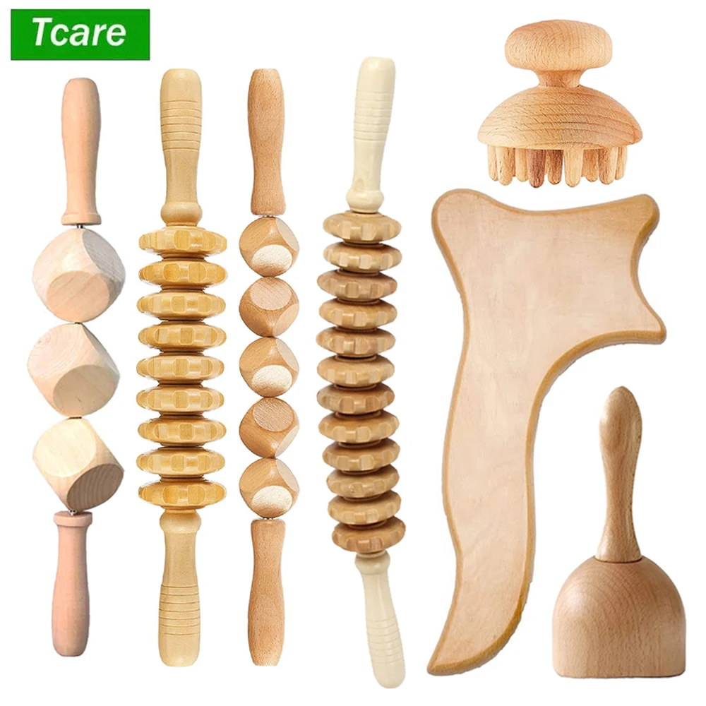 Tcare 7 шт./компл. Инструменты Для Массажа Гуаша для лечения древесины лечебный