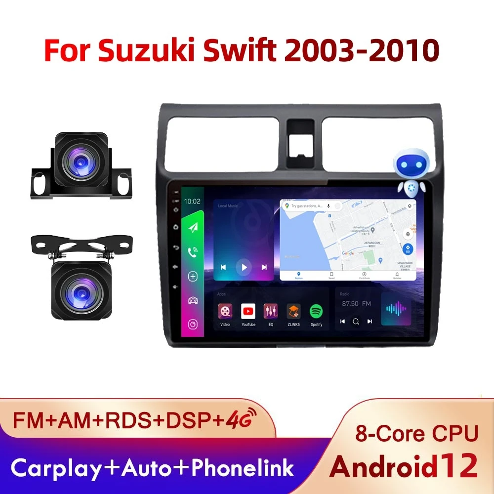 2 Din Radio Android for Suzuki Swift 2003-2006 2007 2008 2009 2010 Autoradio Multimedia Player Auto CarPlay GPS RDS DSP AI Voice
