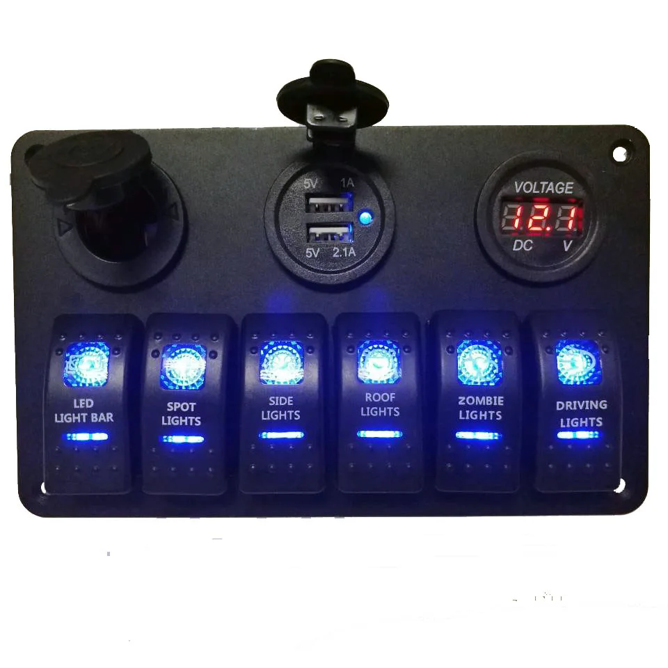 

5/6 кнопочный клавишный переключатель Панель цифровой дисплей напряжения двойной разъем USB водонепроницаемый выход комбинация для морского...