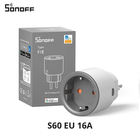 Смарт-розетка SONOFF S60 с поддержкой Wi-Fi и таймером для защиты от перегрузки
