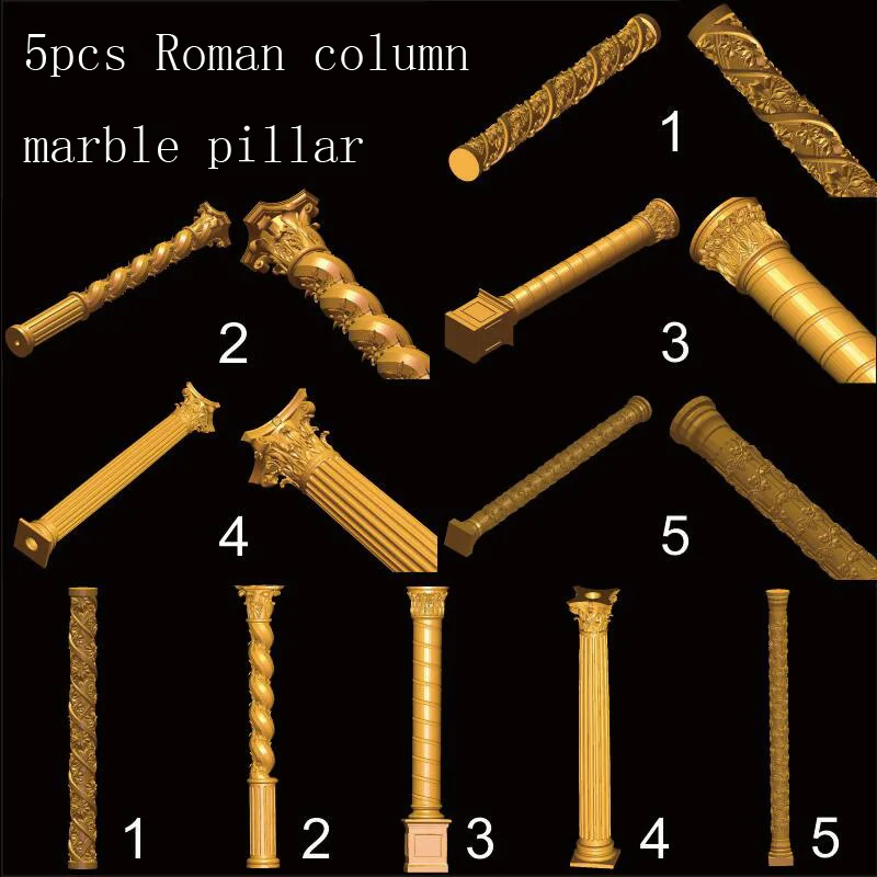 

5pcs Roman column 3D STL model for carved figure cnc machine Router Engraver ArtCam marble pillar Model design