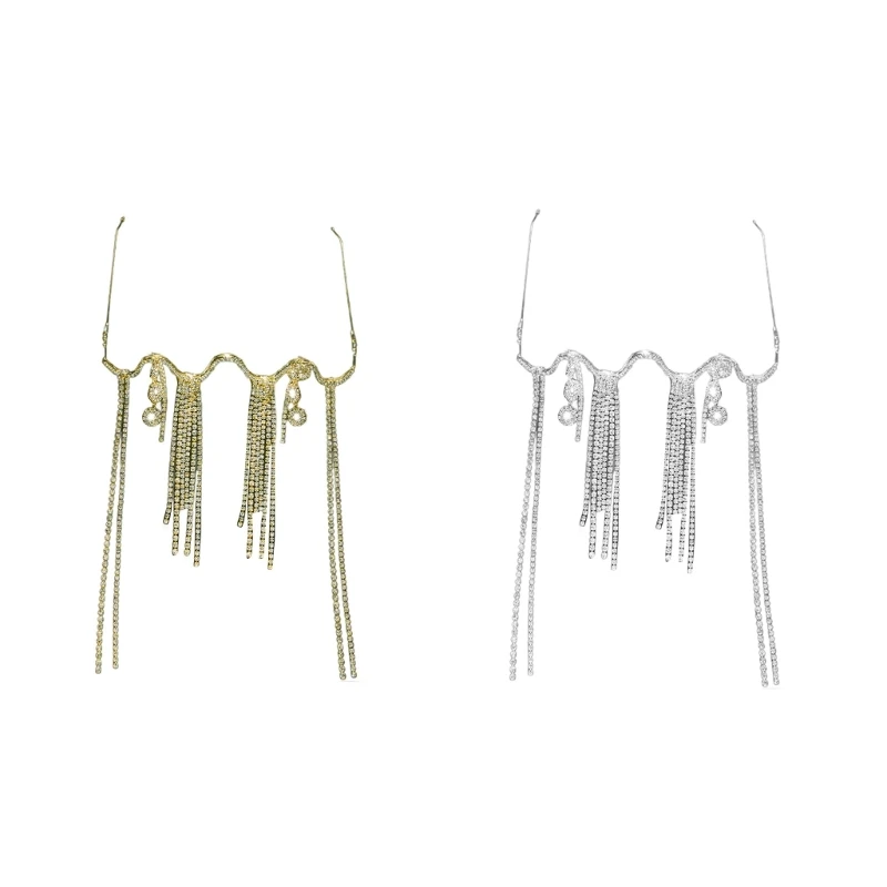 

Girl Tassels Eyewear Half Frame Face Jewelry Glittering Face Chain Drop Shipping