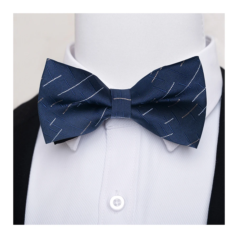 Brand Fashion Brand Silk Bow Tie Dot Dark Grey Man Wedding Accessories Fit Formal Party lover's day Butterfly Tie Bowtie images - 6