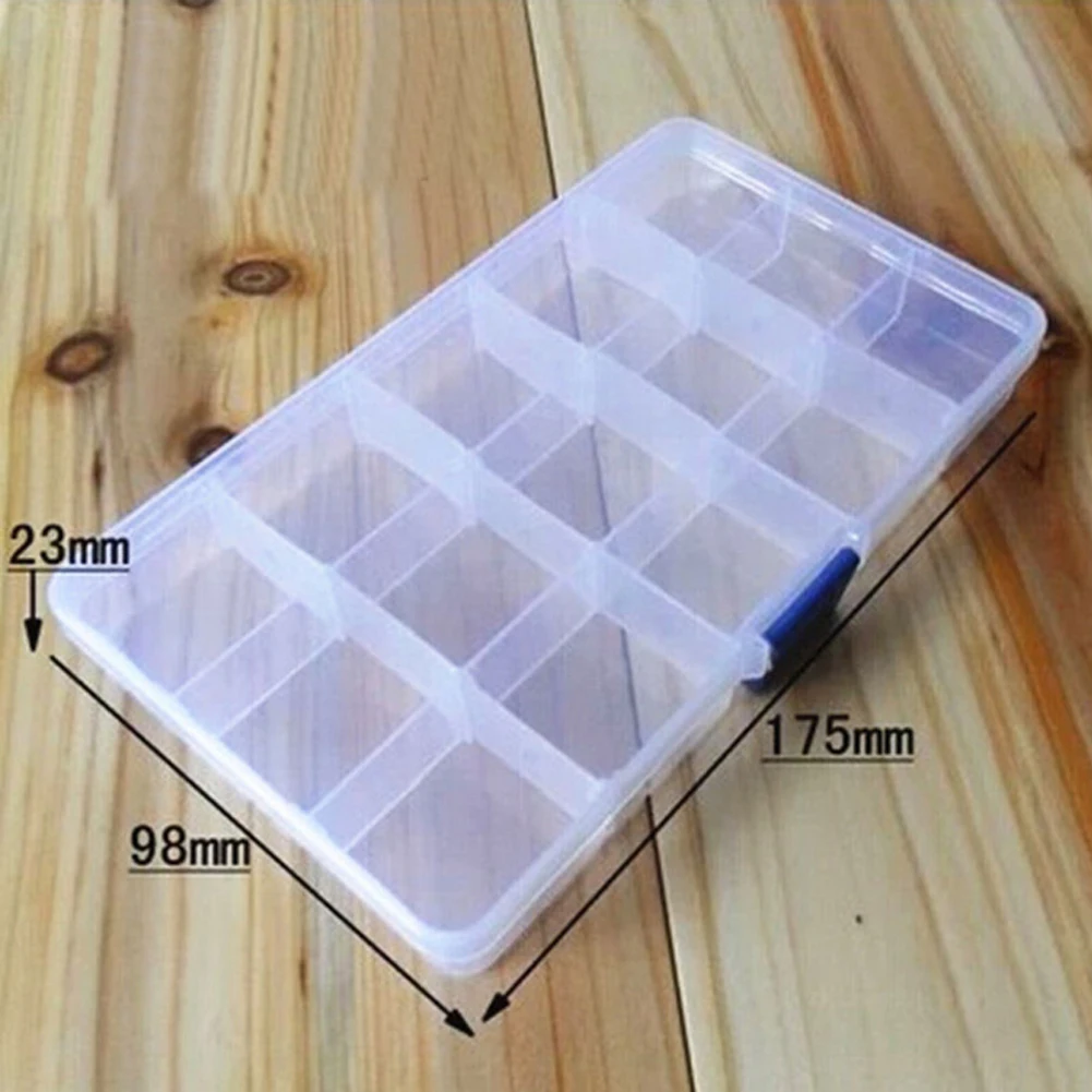 

15 Lattices Durable Practical Bait Container Portable Detachable Transparent Plastic Outdoor Camping Fishing Tackle Box