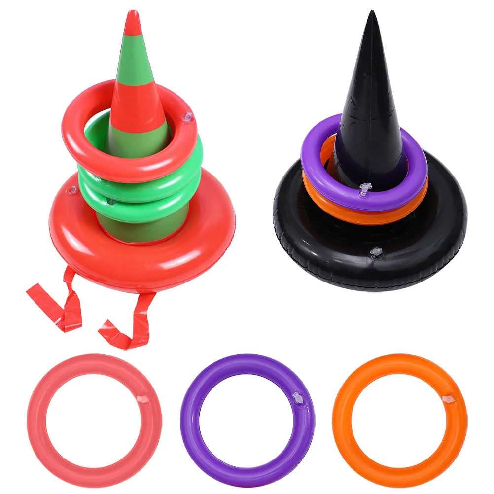 

10 Pcs Ring Toss Game PVC Witch Hat Toss Ring Game for Christmas