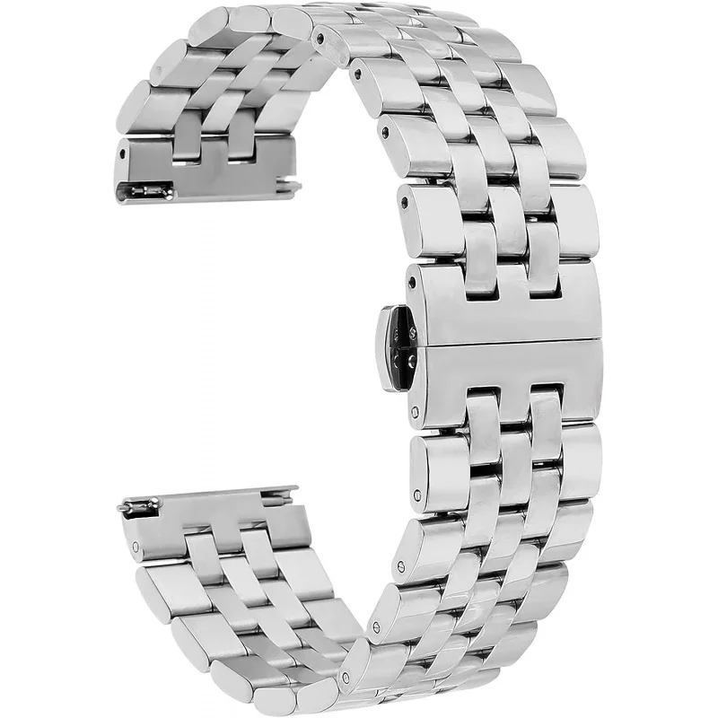 

Stainless Steel Watch BandsHeavy Duty Linked Metal Polished Watch Straps with Butterfly Clasp Quick Release Solid Steel20mm 22mm