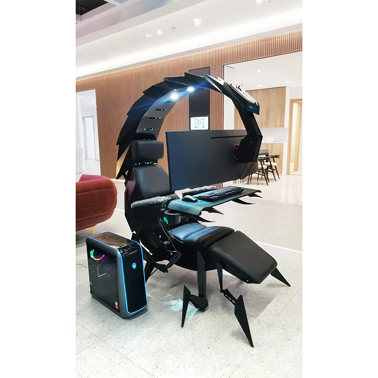 Роскошное геймерское кресло-кокпит Cluvens Scorpion с автоматическим механизмом наклона и функцией невесомости для компьютера и работы (art.: 3920db9d75260) - 3920db9d75260