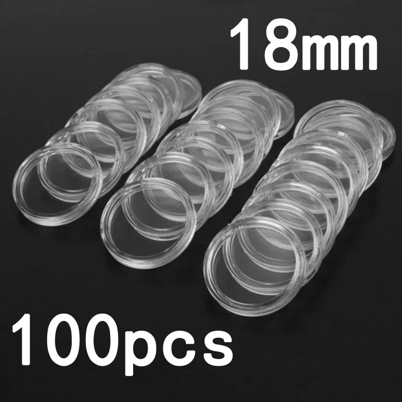 

100pcs Commemorative Coin Boxes Holder Protection Transparent Plastic Organizer Capsules Box Storage Clear Round Display Cases