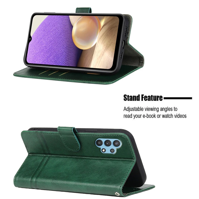 Чехол-книжка для Samsung Galaxy A32 кожаный с отделением-бумажником 4G 5G SM A325F A325M A326B