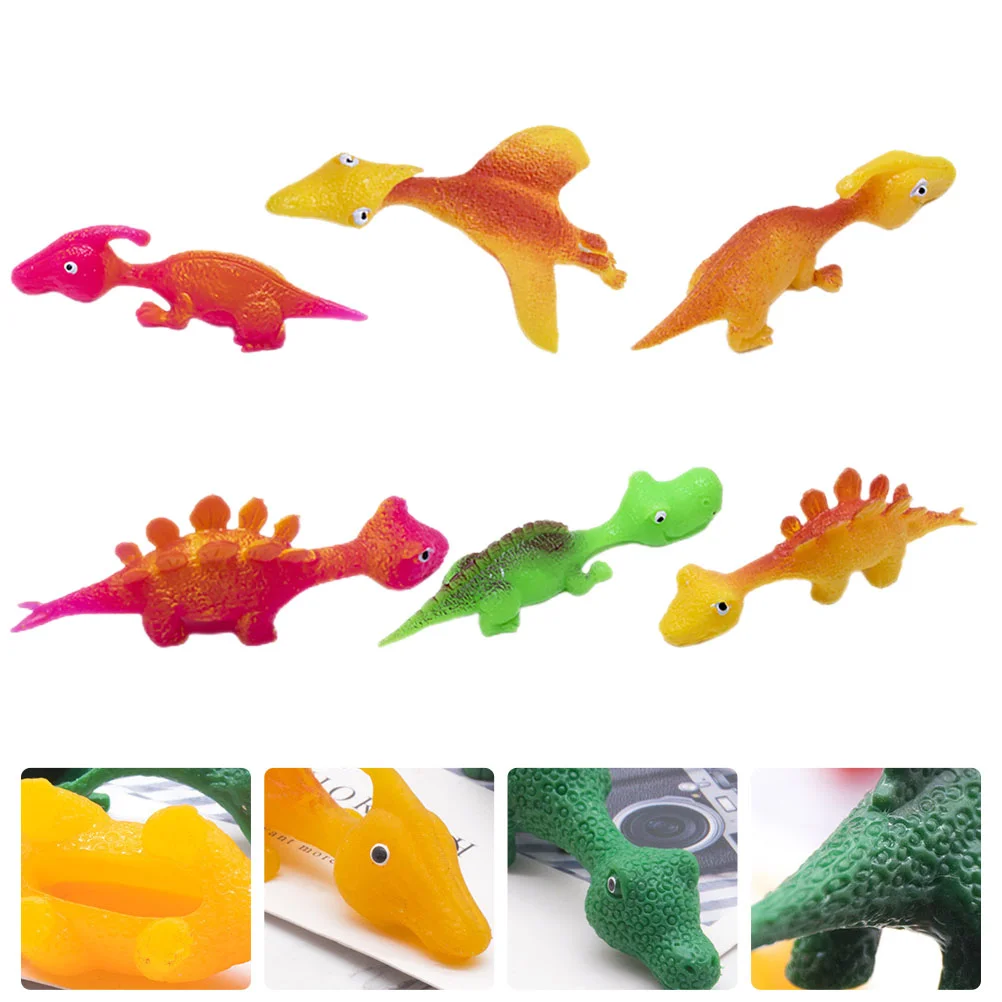 

6 Pcs Toys Flying Slingshot Flick Finger Stretchy Dinosaur Stretchable Animal Novelty Outdoor Kid Elastic