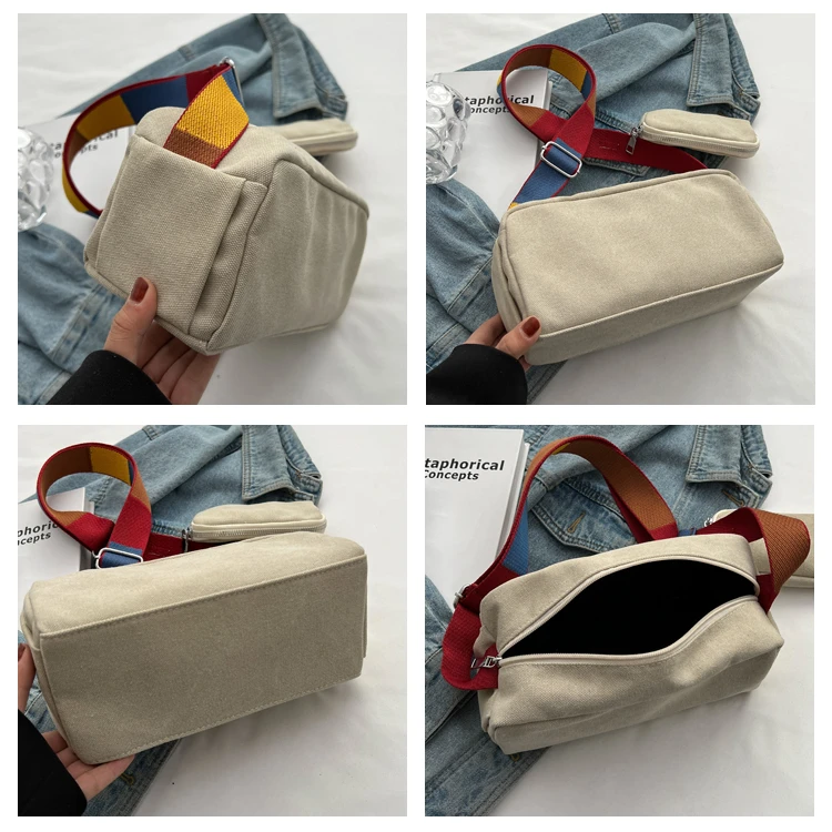 Casual Canvas Messenger Bag for Women Fashion Simple Shoulder Bags with Purse Bolsa Feminina Crossbody Bag Female Handbags Sac
