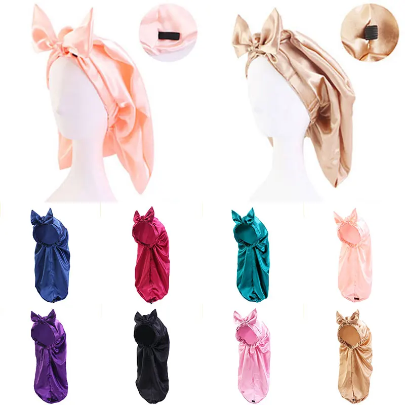 

2022 Men's Silky Bandanas Long Tube Shower Cap Hair Care Cap Multifunctional Beautiful Useful Extra Long Tail TURBAN Headband