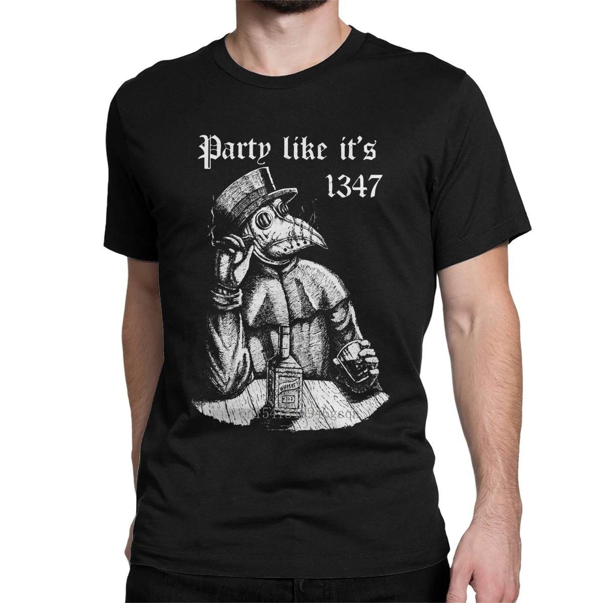 

Party Like It's 1347 Vintage Plague Doctor Men's T Shirt Medieval Horror Funny Tee Shirt T-Shirts Cotton 4XL 5XL Clothes