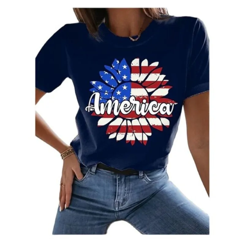 

Женская футболка в полоску, с круглым вырезом и 3D-принтом