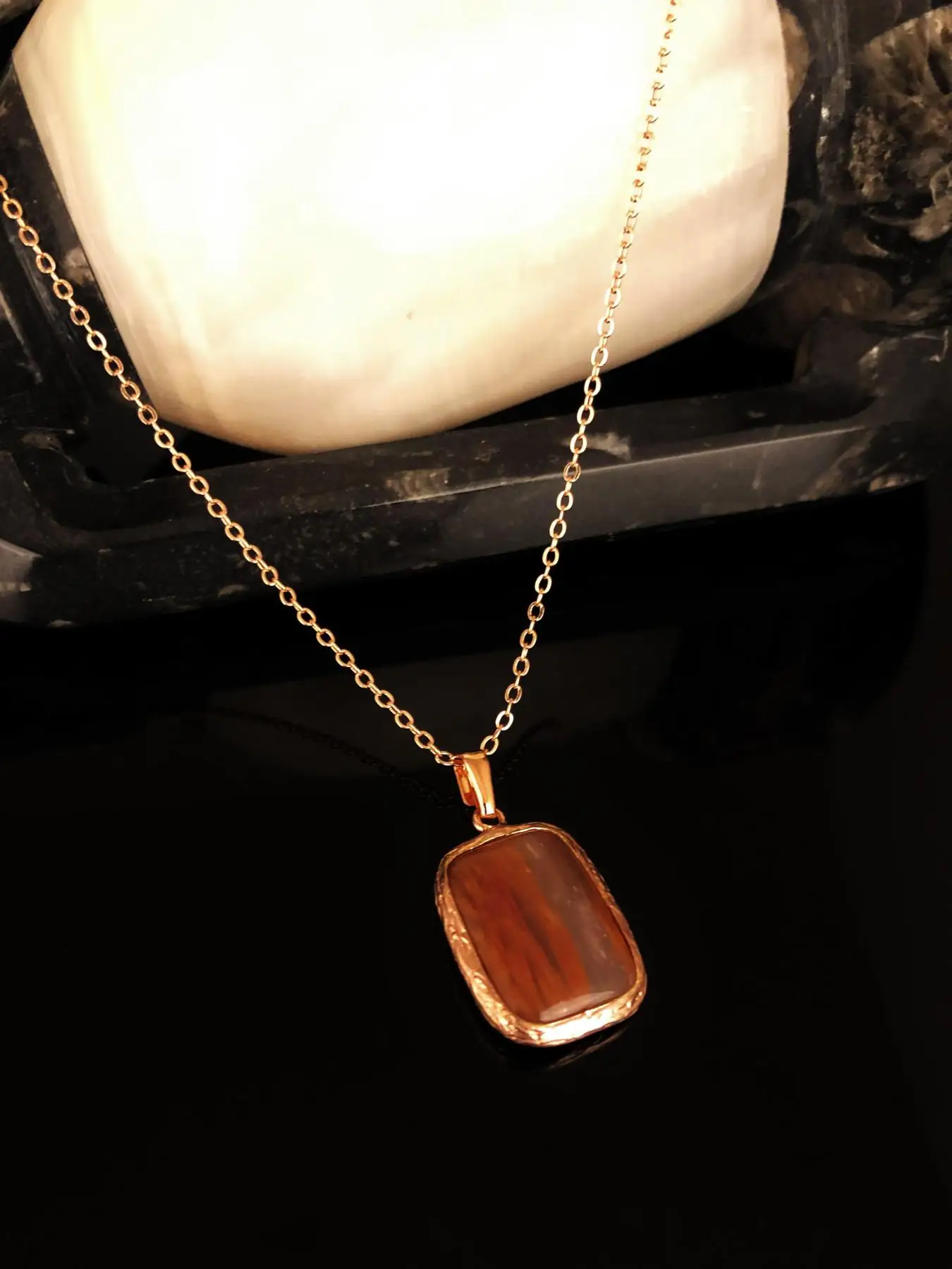 

Женское Ожерелье из натурального камня, покрытое розовым золотом, Агатом, Krb400