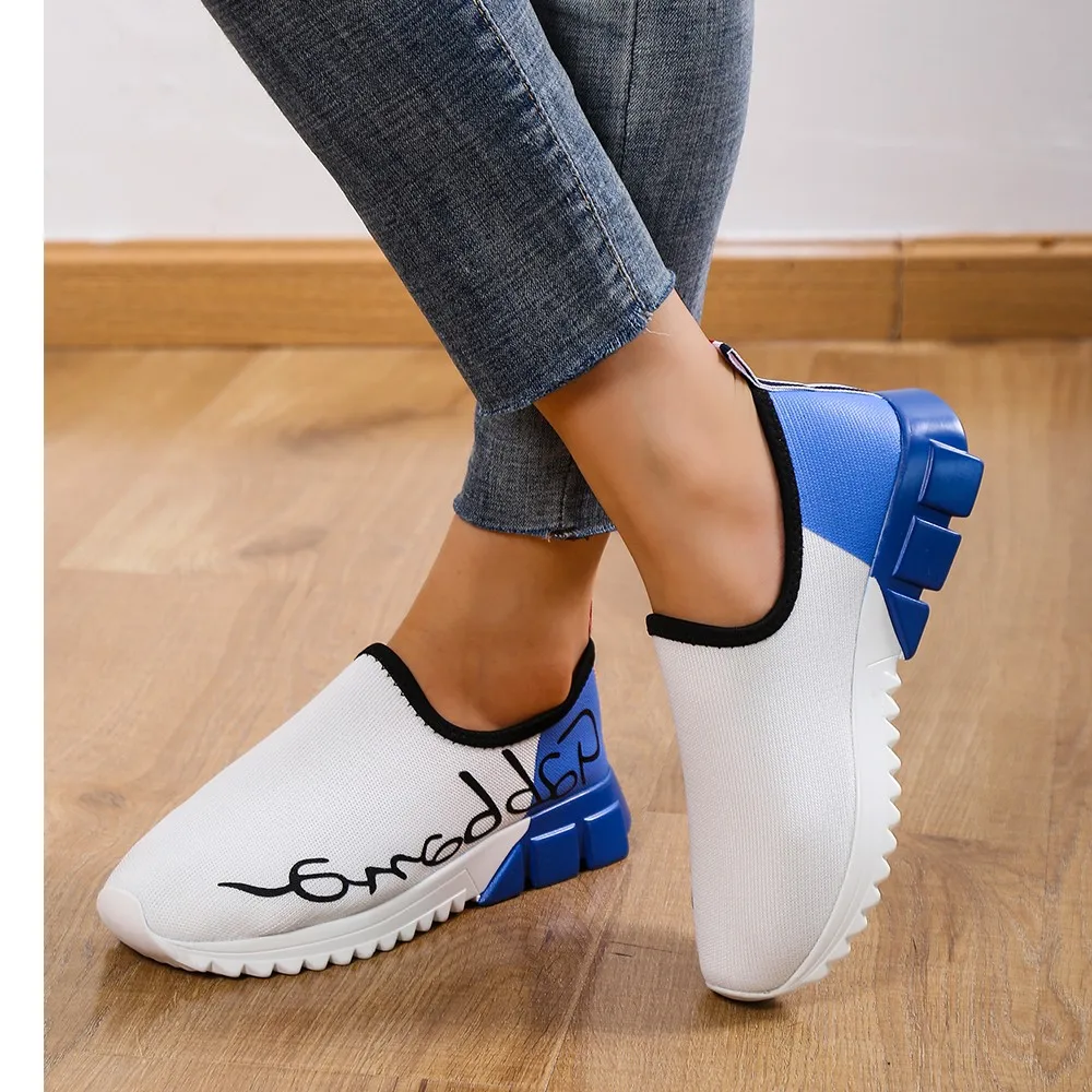 2023 Women Fashion Vulcanized Sneakers Platform Solid Color Flats Ladies Shoes Casual Breathable Wedges Ladies Walking Sneakers
