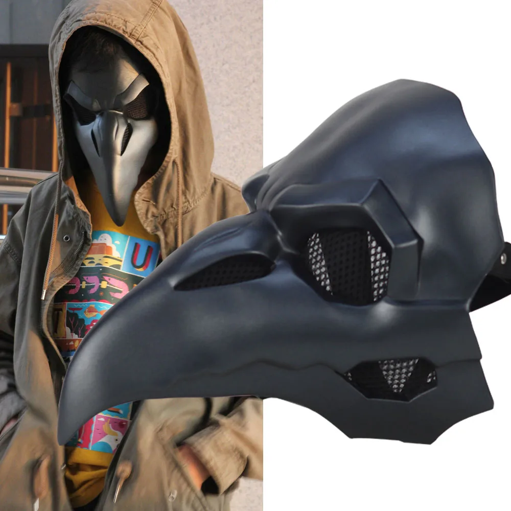 The Reaper Punk Mask Cosplay OW Plague Doctor Crow Birds Beak Long Nose PVC Type Steampunk Masks Halloween Costume Props | Дом и сад