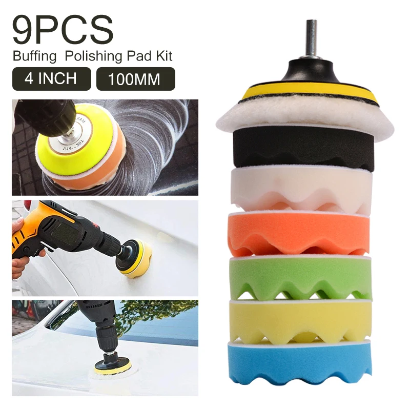 

Набор полировальных губок для автомобиля, 9 шт./компл., 4 дюйма, 100 мм