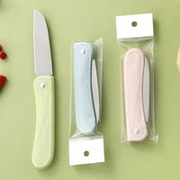 new folding fruit knife plastic handle stainless steel mini folding knife sharp paring knife picnic fruit peeler kitchen tools