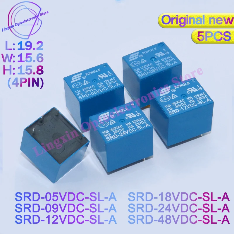 

5PCS/lot SRD-05VDC-SL-A SRD-12VDC-SL-A SRD-24VDC-SL-A SRD-48VDC-SL-A SRD-09VDC-SL-A SRD-18VDC-SL-A DC05/12/24/48V Relay 4PIN 10A