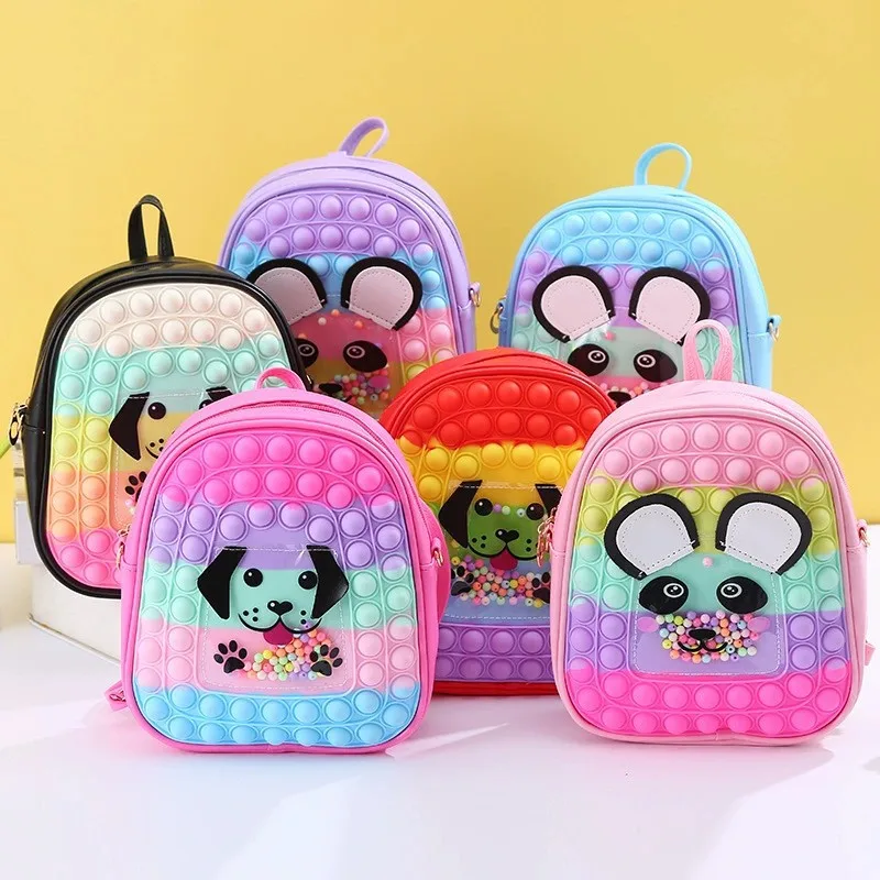 

Kids Fidget Toys Antistress Big Dog Children Schoolbag Girls Boys Bag Push Bubble Squishy Kawaii Animals Pattern Birthday Gift