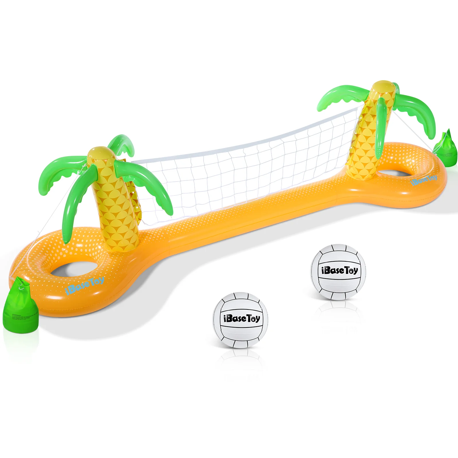 

IBASETOY PVC Inflatable Volleyball Game Set Floating Volleyball Net Swimming Pool Summer Party 300x65x85cm (Yellow)