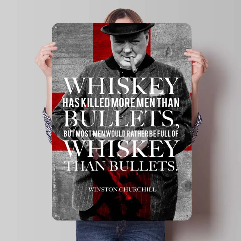 Winston Черчилль цитаты жестяной знак Вдохновляющие постеры игровая комната