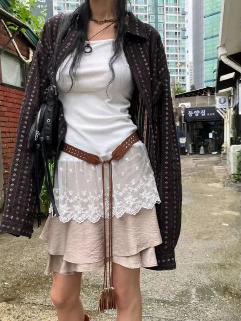 Кружевная майка винтажные топы на бретелях женские базовые лоскутные майки без