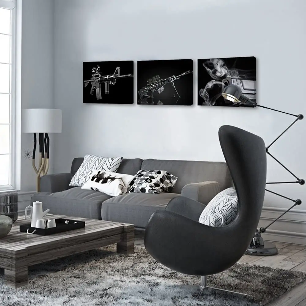 Комплект из 3 предметов картины на холсте картина снайперская винтовка пистолет