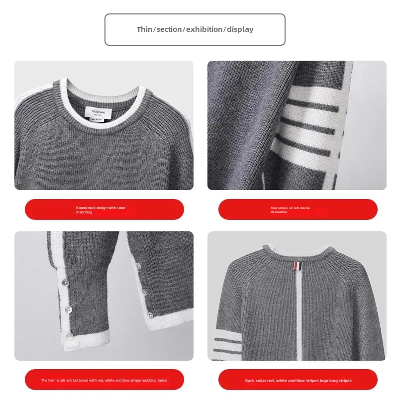 Browin Tb новый пуловер из овечьей шерсти с круглым вырезом свитер повседневная