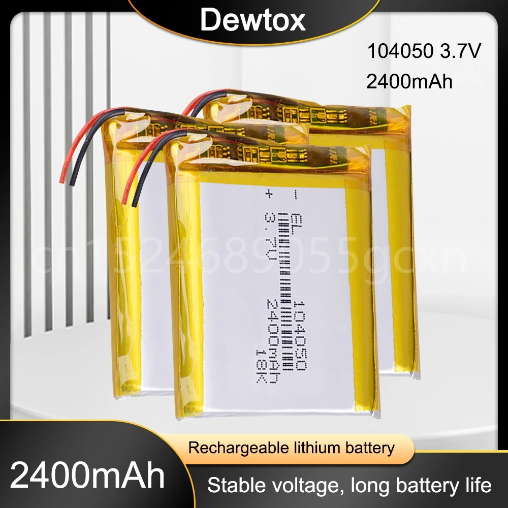 Перезаряжаемый литий-полимерный аккумулятор 3,7 в, 2400 мА/ч, литий-полимерный аккумулятор 104050, литий-полимерные литий-ионные литий-полимерные ячейки для GPS, MP3, MP4, видеорегистратора