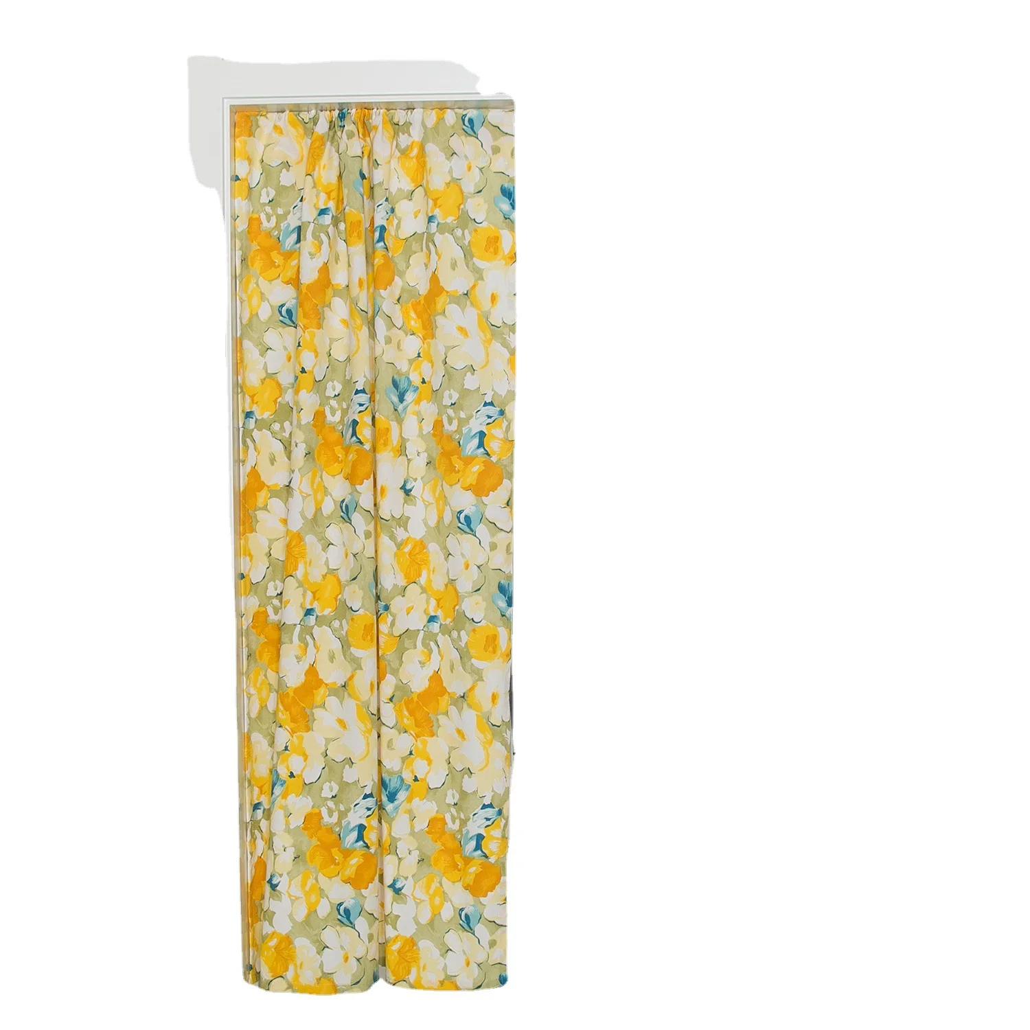 

Half Curtain Door Yellow Flower Print Garden Hanging Fabric Wind Water Toilet Without valance for kitchen window