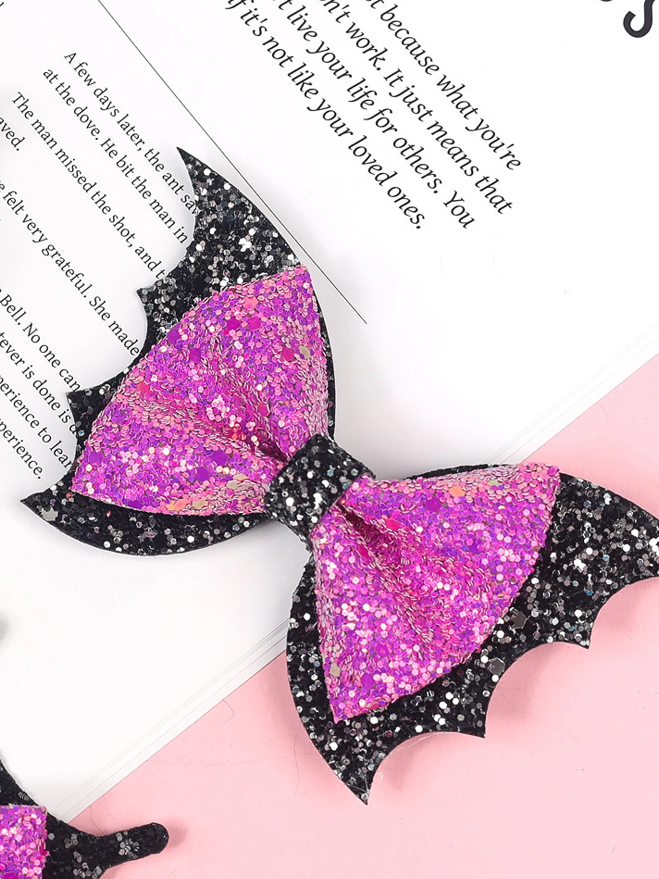 Цельные заколки для Хэллоуина волос с бантом и крыльями летучей мыши челки