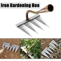 iron gardening hoe weeding rake with glove agricultural tools grasping raking loosening soil artifact harrow agricultural tools