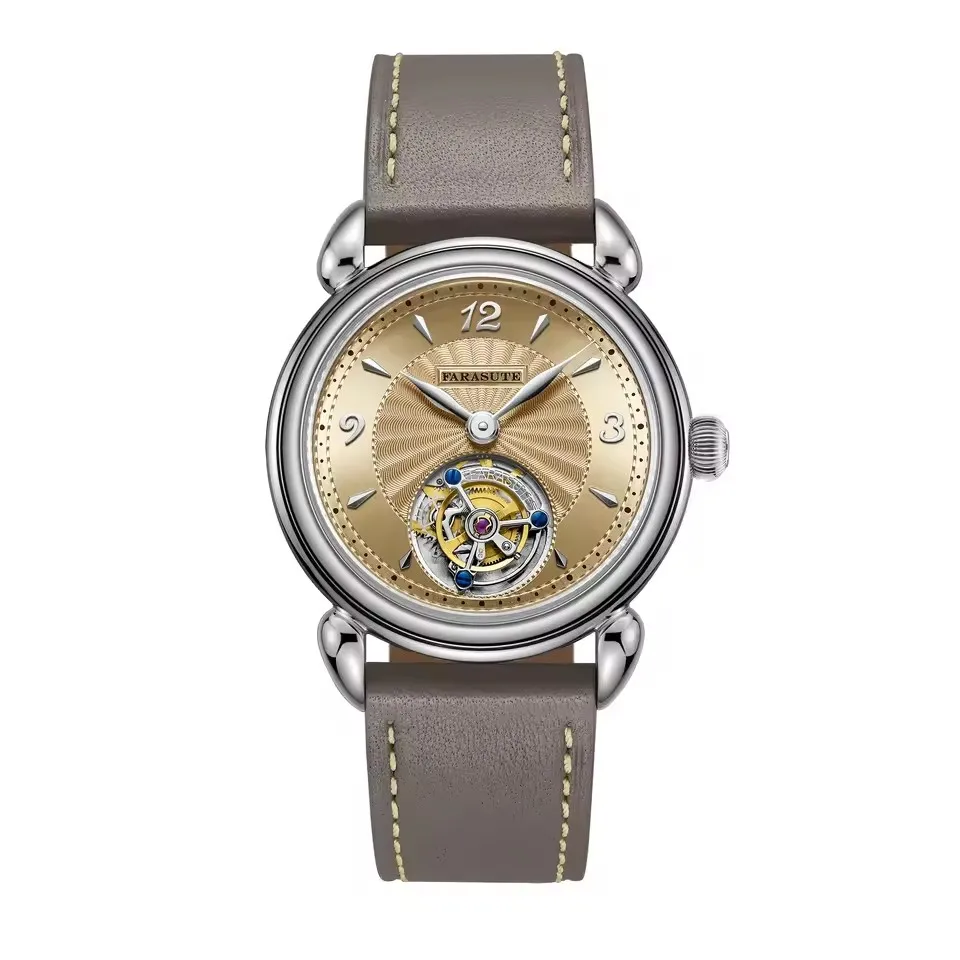 Мужские часы FARASUTE Tourbillon, 37 мм, механические, с ручным заводом, ультратонкие, с сапфировым стеклом, циферблат Sunray, механизм Peacock Mov (art.: 3920d9f26e343) - 3920d9f26e343