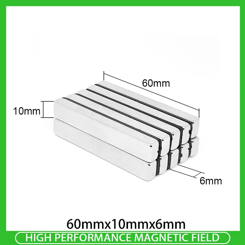 

1~15PCS 60mm x 10mm x 6mm Block Strong Neodymium Magnet Rare Earth Powerful Permanent Fridge NdFeb Magnets 60x10x6mm