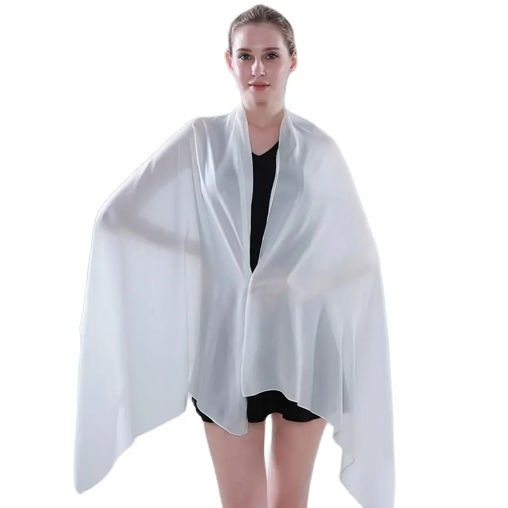 Однотонный Шелковый атласный шарф хиджаб головной платок Модный женский Простой